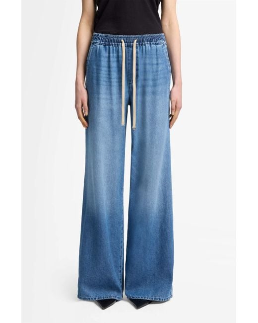 7 For All Mankind Blue Pull On Wide Leg Weightless Denim Hilo