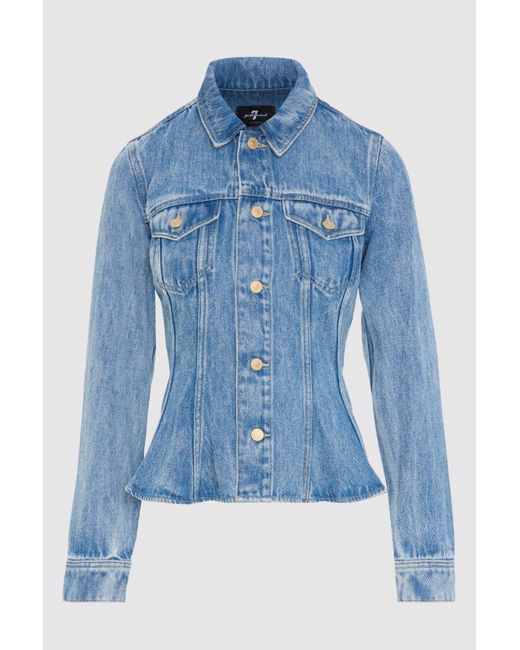7 For All Mankind Blue Flounce Trucker Jacket Abyss for men