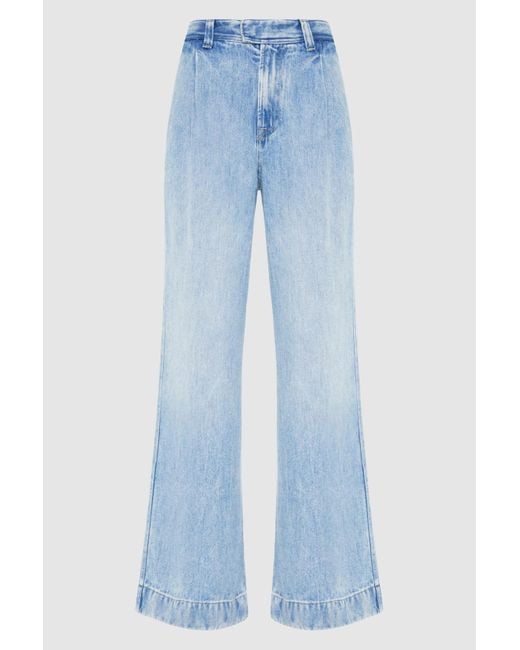 7 For All Mankind Blue Pleated Trouser Abyss for men