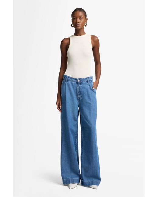 7 For All Mankind Blue Pleated Trouser In Weightless
