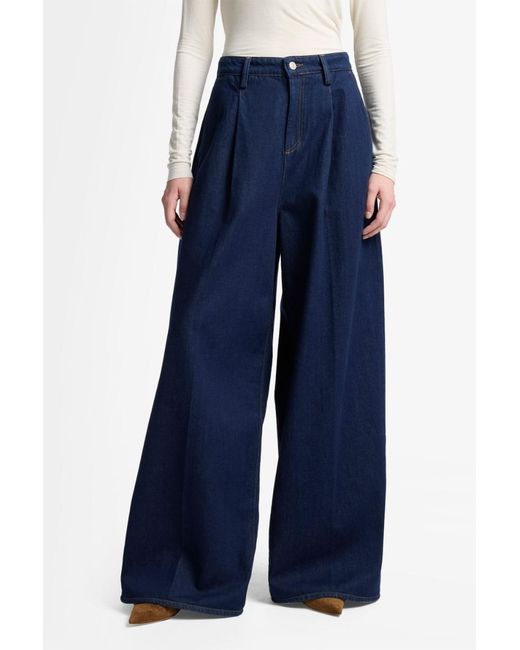 7 For All Mankind Blue Pleated Wide Trouser