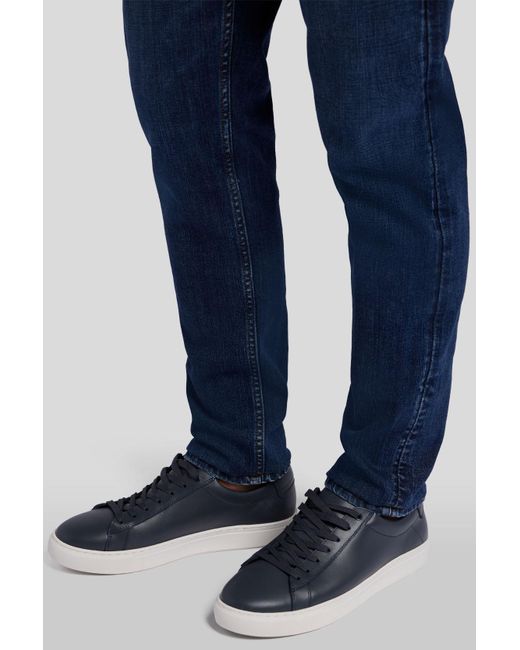 7 For All Mankind Blue Cupsole Sneaker Leather Navy for men