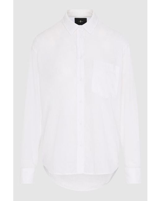 7 For All Mankind Voile Button Down Cotton White for men
