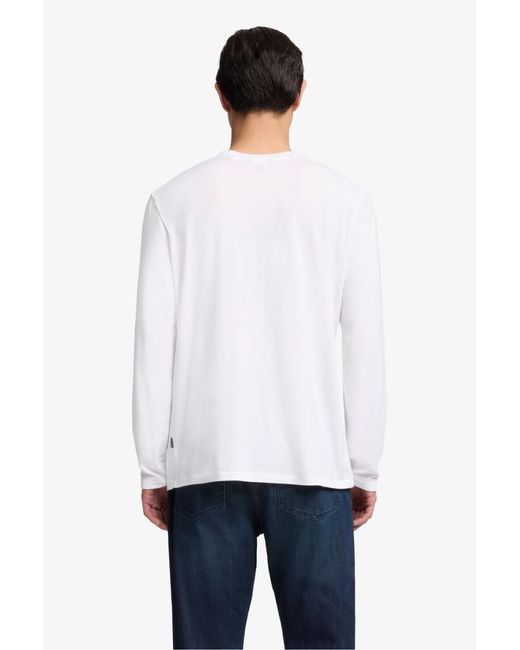 7 For All Mankind White Long Sleeve Crewneck Tee In Cotton Lyocell for men