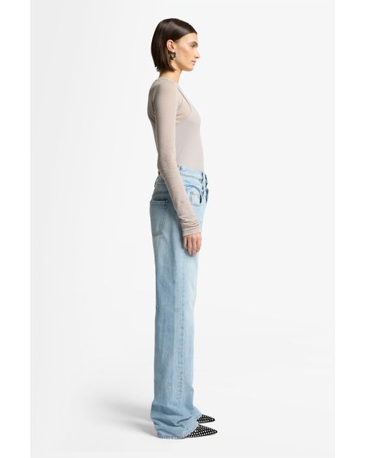 7 For All Mankind Blue Double Waisted Trouser Mankind Bleach