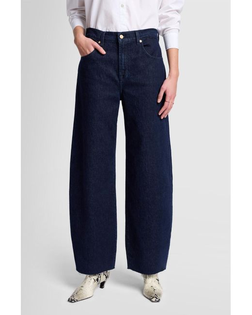 7 For All Mankind Blue Bonnie Curvilinear Bella With Raw Cut