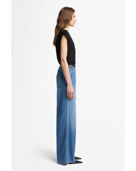 7 For All Mankind Blue Pull On Wide Leg Weightless Denim Hilo