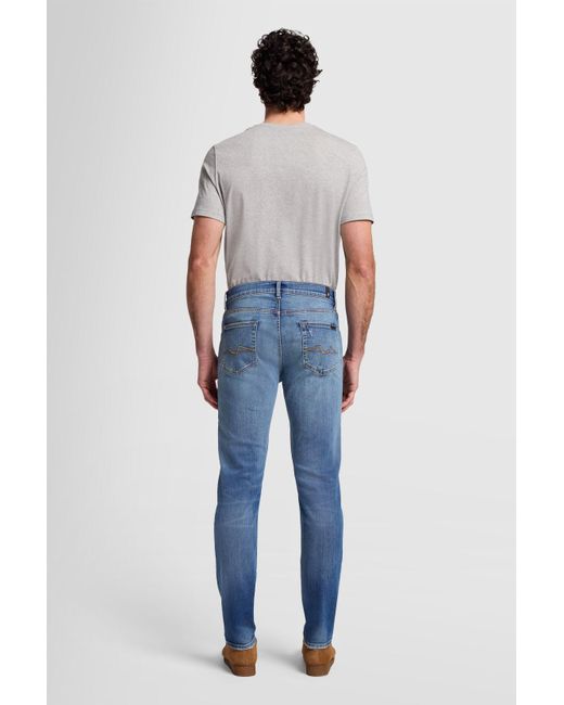7 For All Mankind Blue Slimmy Tapered Stretch Tek Semicolon for men
