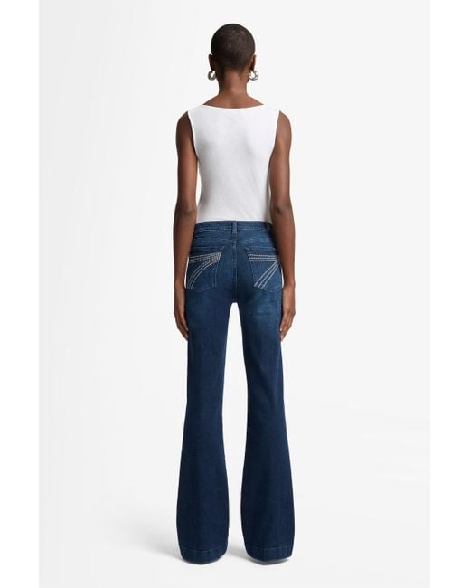 7 For All Mankind Blue Studded Dojo In Slim Illusion