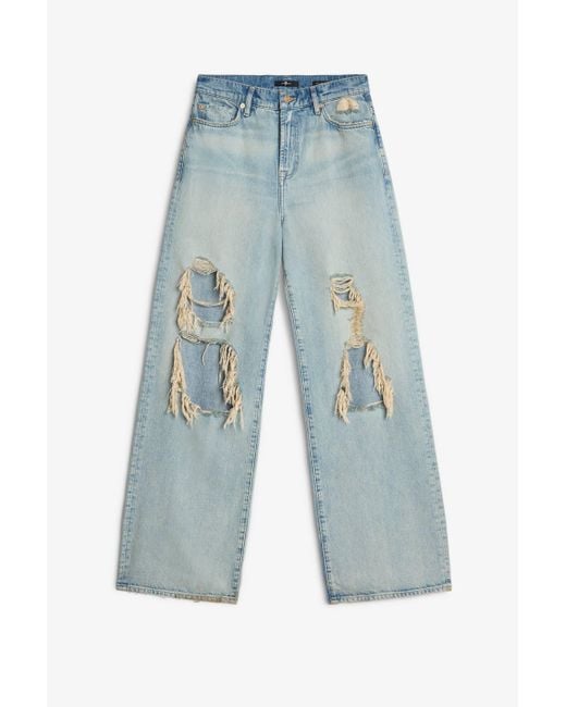 7 For All Mankind Blue Low Slung Wide Leg Mankind Peaches