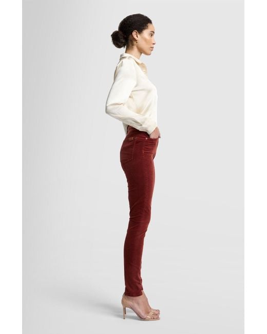 7 For All Mankind Red Hw Skinny Velvet Garnet