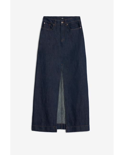 7 For All Mankind Calla Skirt Indigo Linen Blueberry