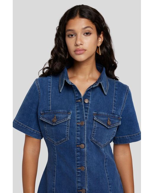 7 For All Mankind Blue Denim Dress Mia