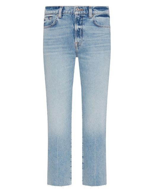 7 For All Mankind Blue Logan Stovepipe Ode To With Fringed Hem