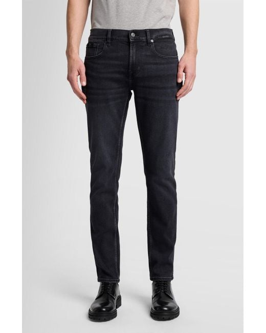 7 For All Mankind Black Slimmy Tapered Special Edition Stretch Tek Open Brace for men