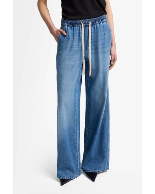 7 For All Mankind Blue Pull On Wide Leg Weightless Denim Hilo