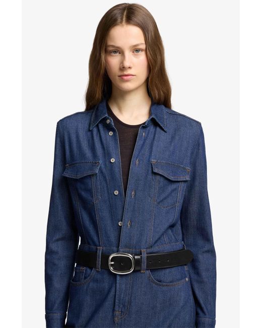 7 For All Mankind Blue Long Sleeve Maxi Dress Weightless Denim Halona