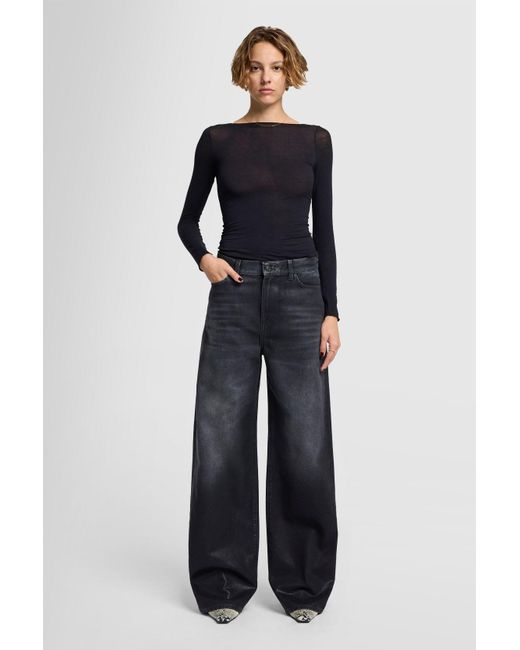 7 For All Mankind Blue Low Slung Wide Leg Liquorice