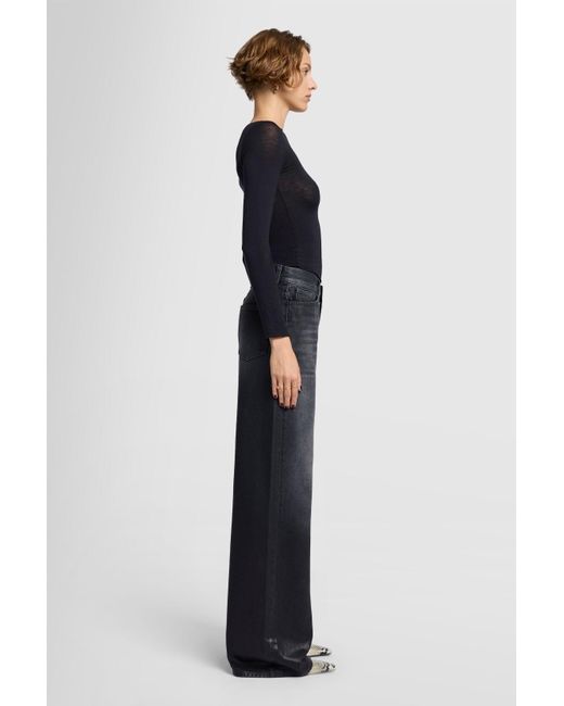 7 For All Mankind Blue Low Slung Wide Leg Liquorice