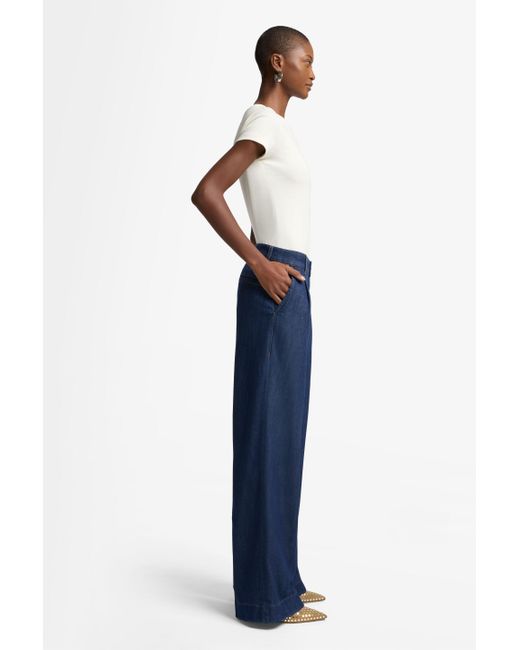 7 For All Mankind Blue Pleated Trouser In Weightless