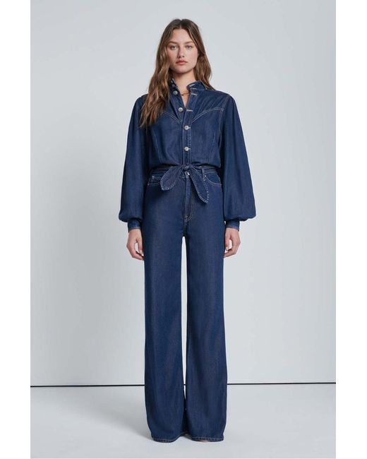 7 For All Mankind Blue Ultra Hr Jo Jumpsuit Curious