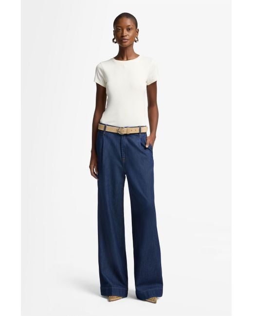 7 For All Mankind Blue Pleated Trouser In Weightless