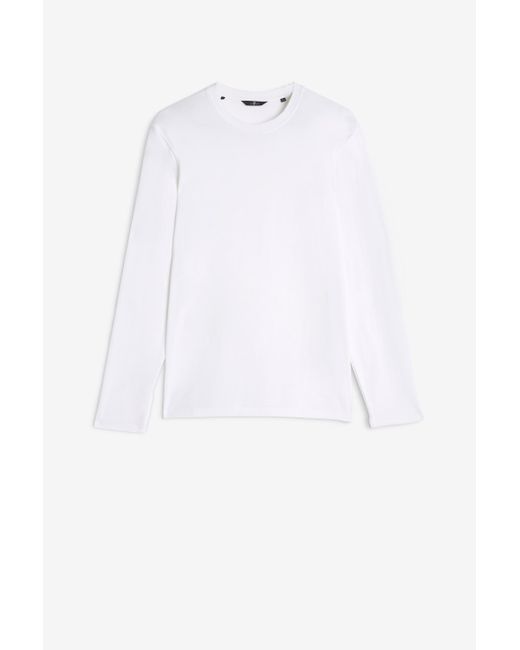 7 For All Mankind White Long Sleeve Crewneck Tee In Cotton Lyocell for men
