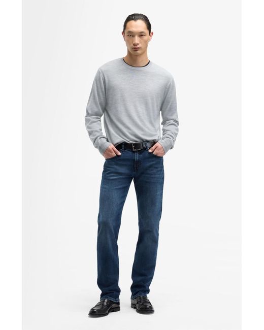 7 For All Mankind Gray Crewneck Pullover In Wool Blend for men