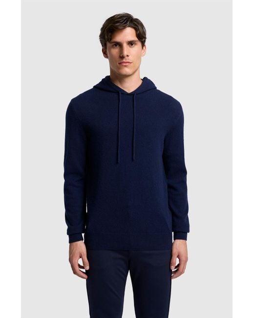 7 For All Mankind Blue Hoodie Cashmere W/ Stitch Detail Navy for men