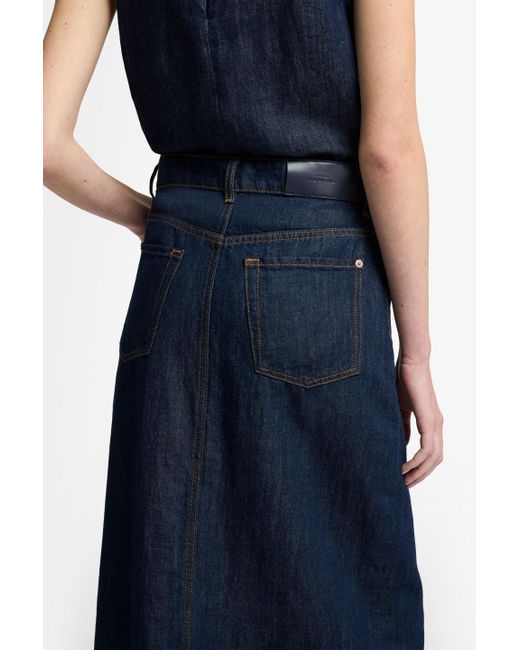 7 For All Mankind Calla Skirt Indigo Linen Blueberry