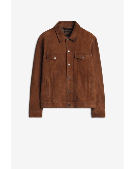 7 For All Mankind Brown Trucker Jacket Suede Caramel for men