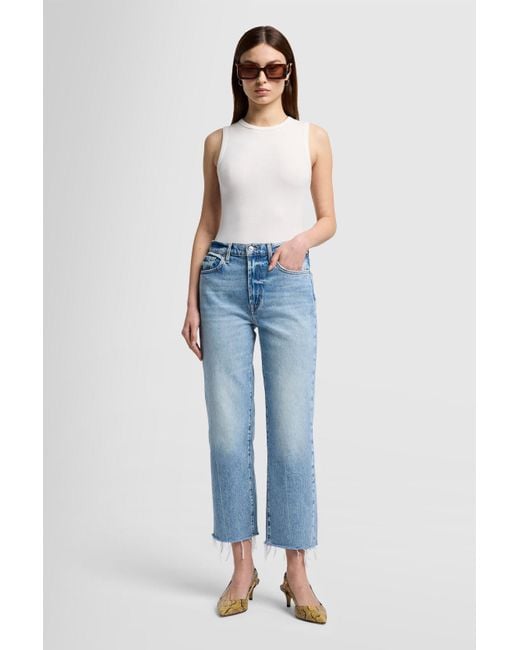 7 For All Mankind Blue Logan Stovepipe Ode To With Fringed Hem