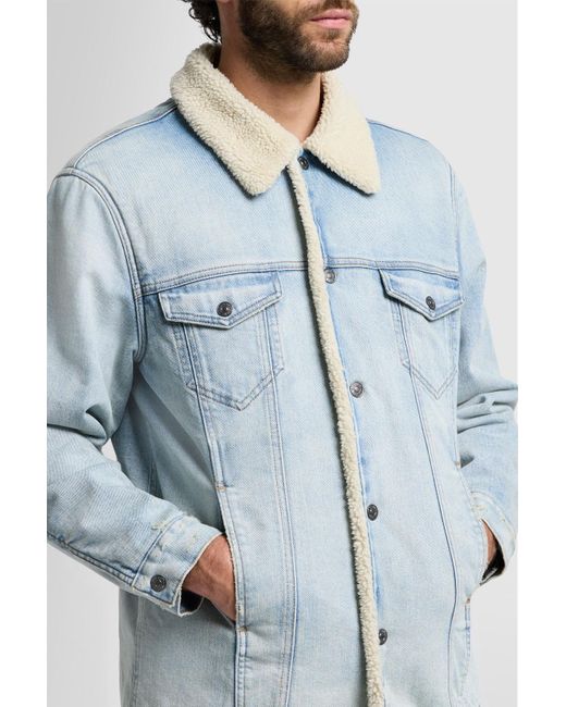 7 For All Mankind Blue Sherpa Overshirt Forefather for men