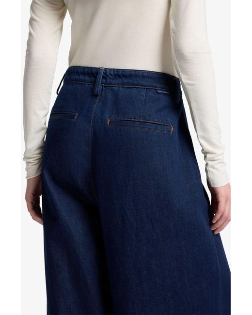 7 For All Mankind Blue Pleated Wide Trouser