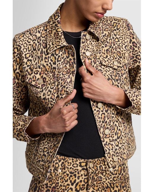 7 For All Mankind Brown Classic Trucker Leopard Print for men