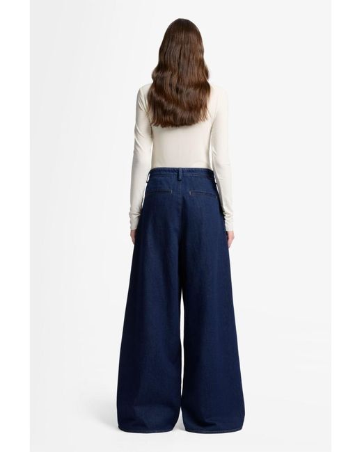 7 For All Mankind Blue Pleated Wide Trouser