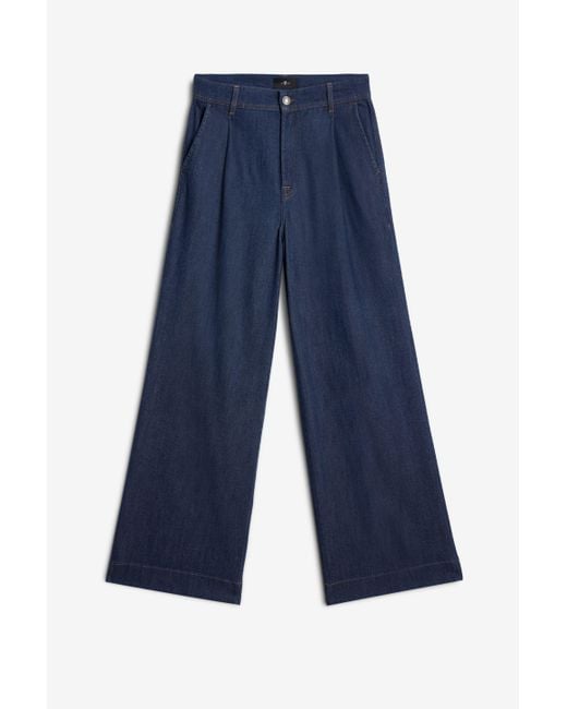7 For All Mankind Blue Pleated Trouser In Weightless