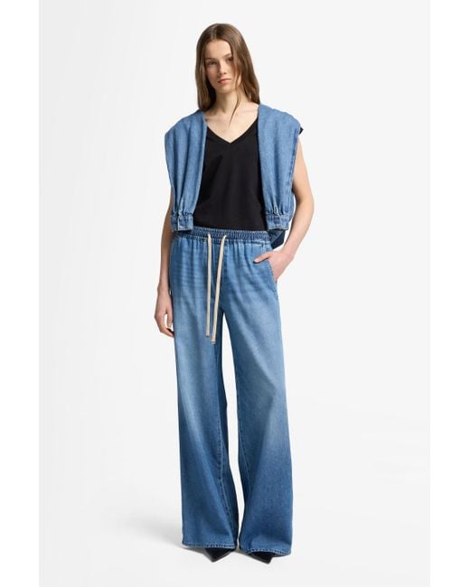 7 For All Mankind Blue Pull On Wide Leg Weightless Denim Hilo