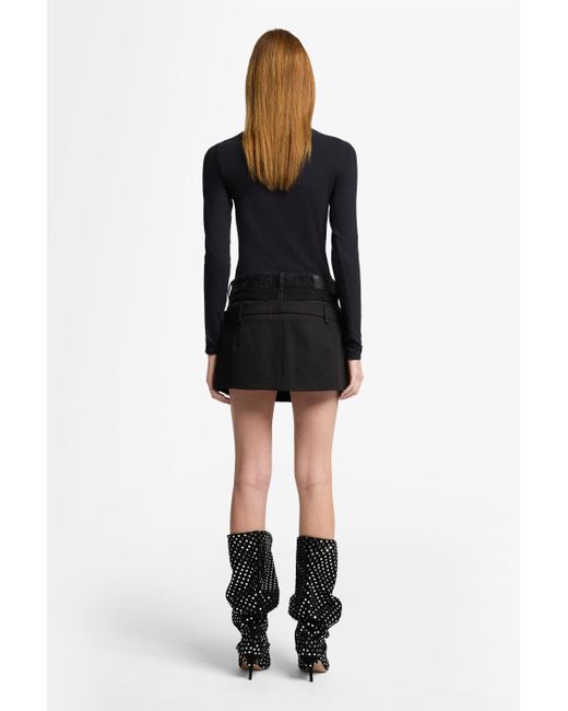 7 For All Mankind Double Waisted Skirt Cotton Black
