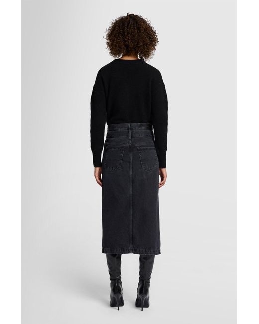 7 For All Mankind Black Double Waisted Skirt Hustle