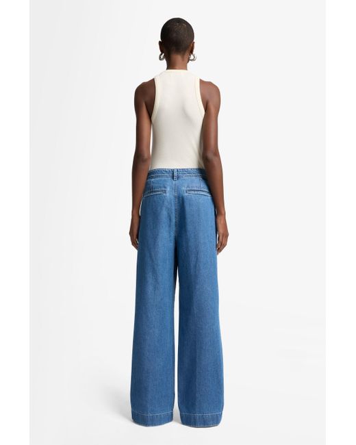 7 For All Mankind Blue Pleated Trouser In Weightless