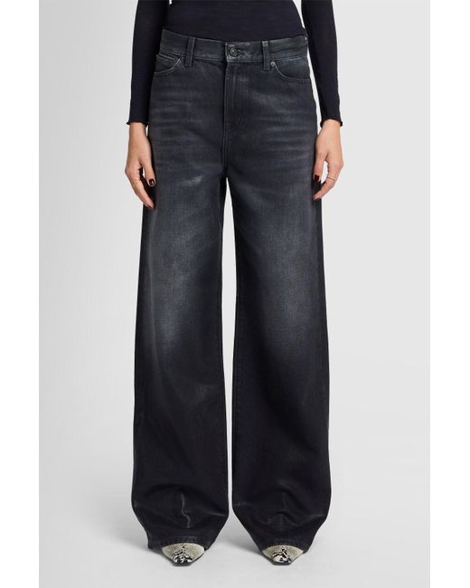 7 For All Mankind Blue Low Slung Wide Leg Liquorice
