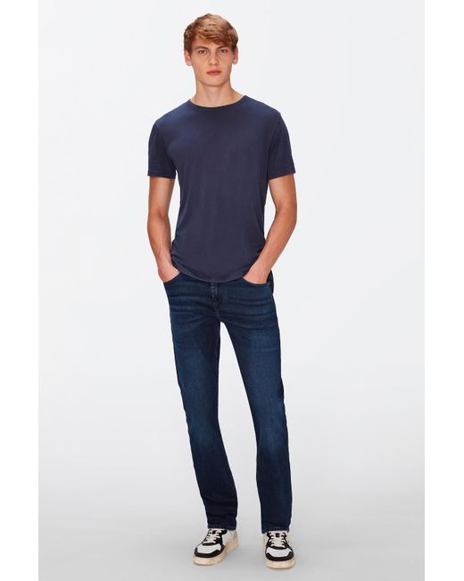 7 For All Mankind Blue Featherweight Tee Cotton Navy for men