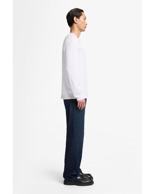 7 For All Mankind White Long Sleeve Crewneck Tee In Cotton Lyocell for men