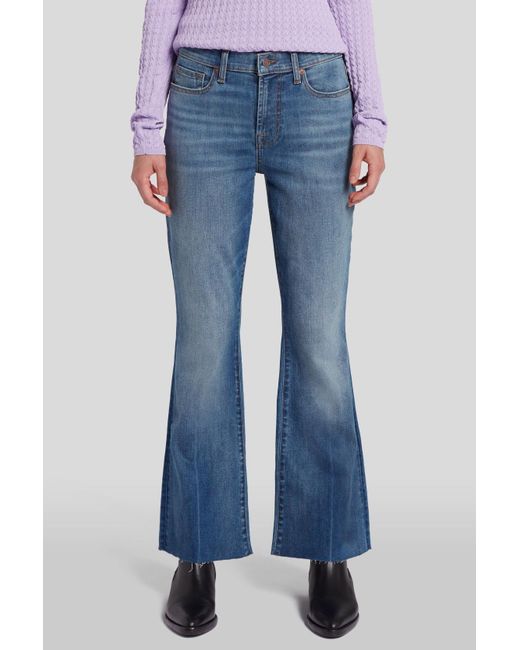 7 For All Mankind Blue Betty Boot Traveller With Raw Cut