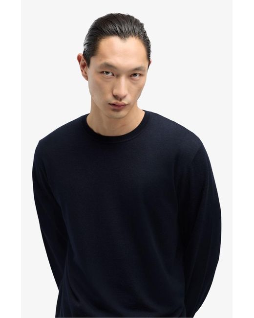 7 For All Mankind Black Crewneck Pullover In Wool Blend for men