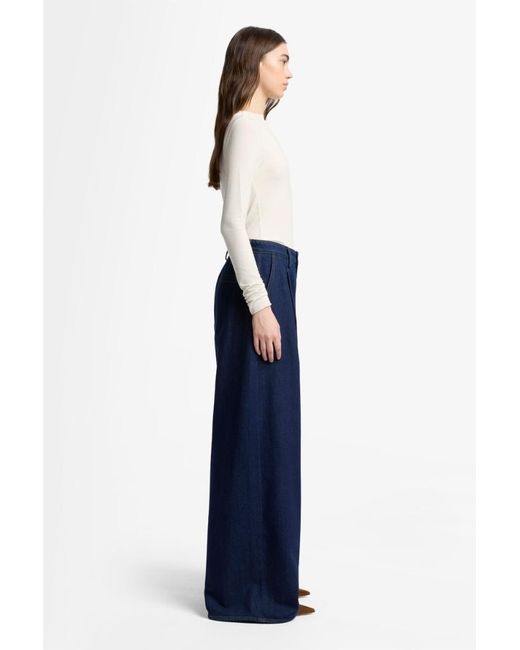 7 For All Mankind Blue Pleated Wide Trouser