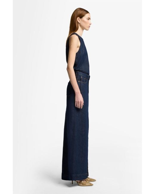7 For All Mankind Calla Skirt Indigo Linen Blueberry