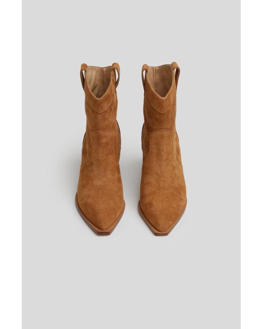 7 For All Mankind White Cowboy Boot Suede Cognac