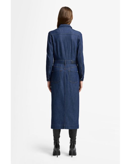 7 For All Mankind Blue Long Sleeve Maxi Dress Weightless Denim Halona